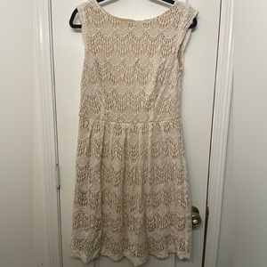 Sleeveless Tan Lace Dress-10